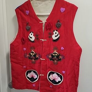 1980s Vintage Quilted Appliqued Bai Jia Bei Chinese Handmade Vest